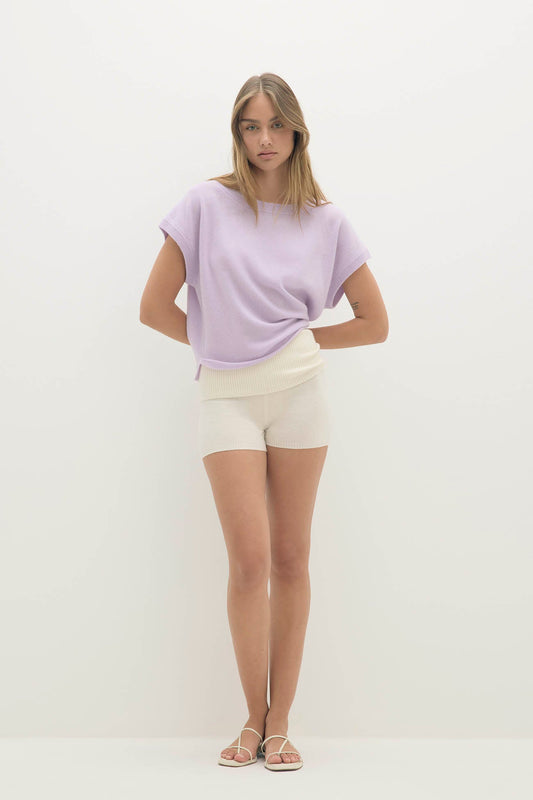 SAVANNAH CASHMERE OFF THE SHOULDER TEE