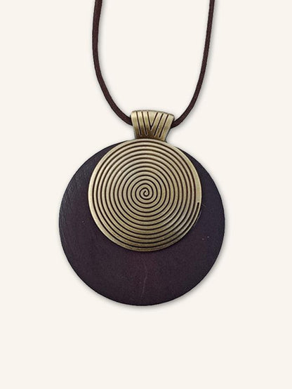 Vintage Wooden Rings Long Necklace