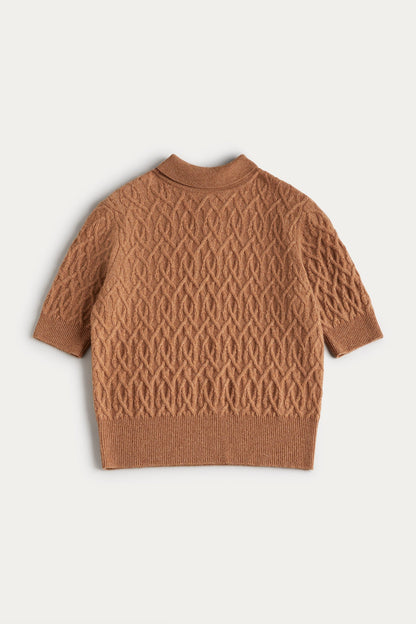 CABLE KNIT MOCK NECK