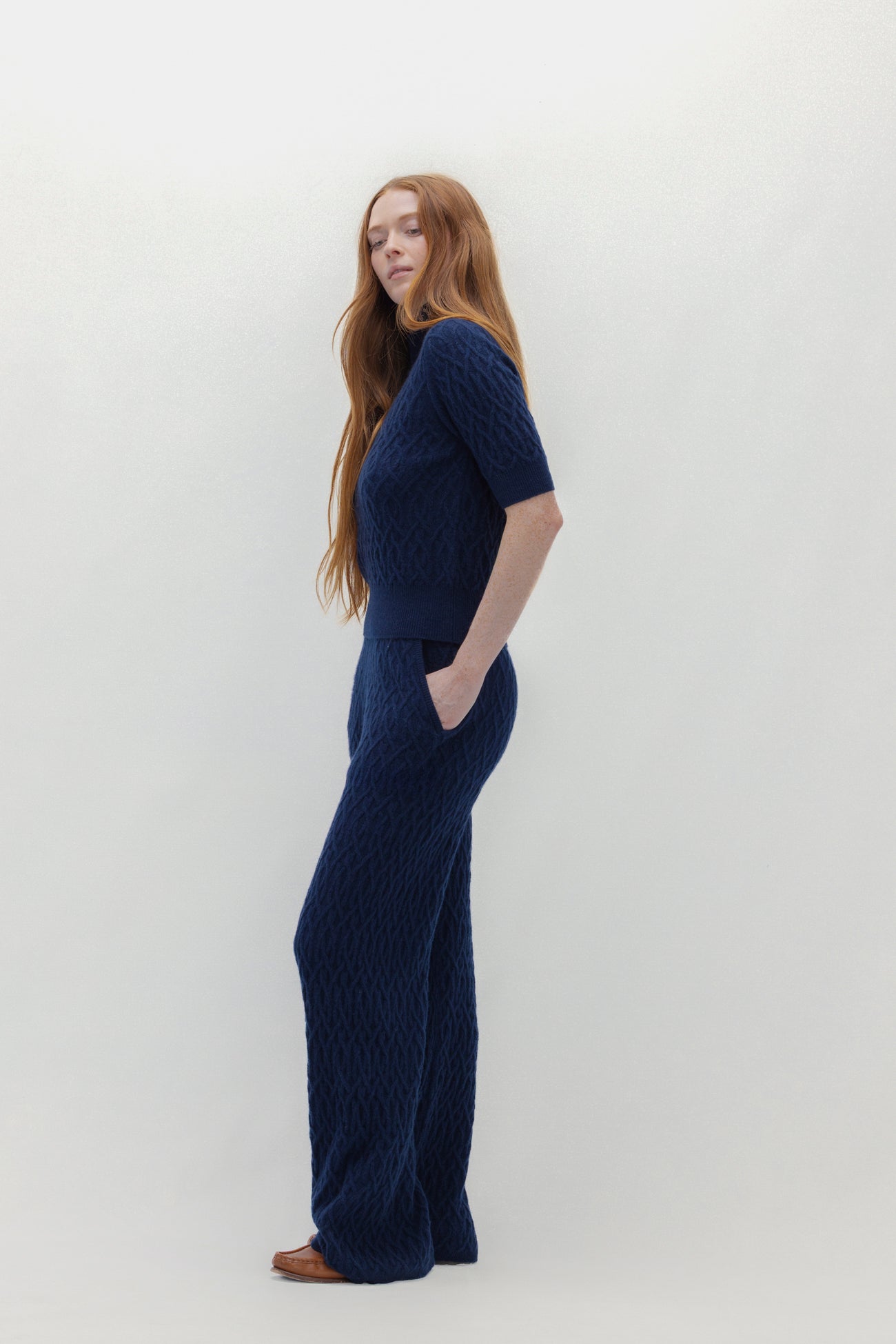CABLE KNIT MOCK NECK