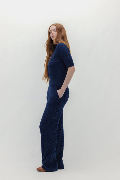 CABLE KNIT MOCK NECK