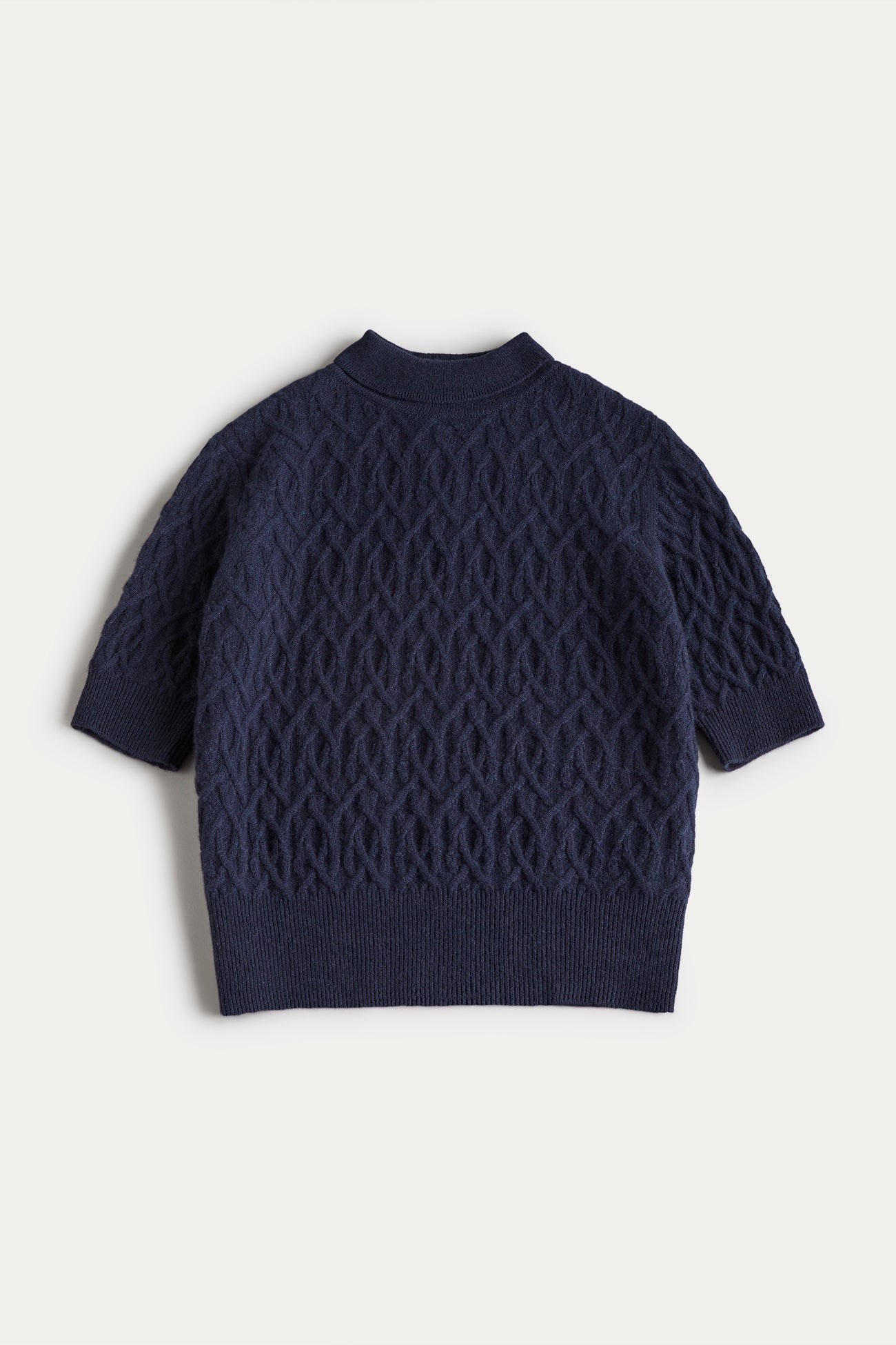CABLE KNIT MOCK NECK