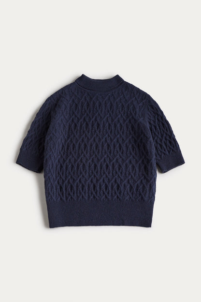 CABLE KNIT MOCK NECK