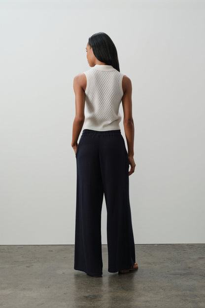 LEYLAH SLEEVELESS CABLE KNIT POLO