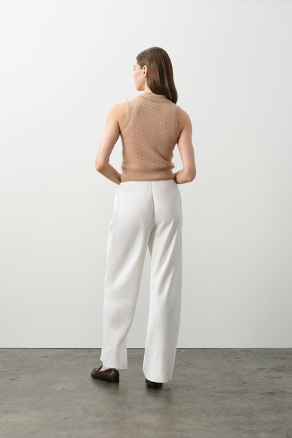 LEYLAH SLEEVELESS CABLE KNIT POLO