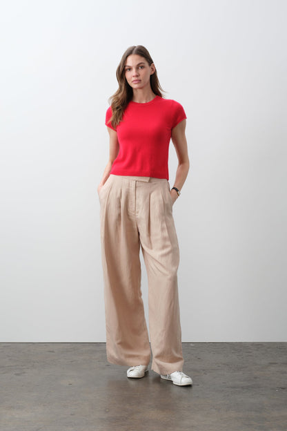 DONNA CAP SLEEVE CASHMERE CREWNECK