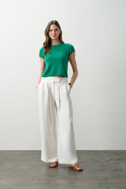 DONNA CAP SLEEVE CASHMERE CREWNECK