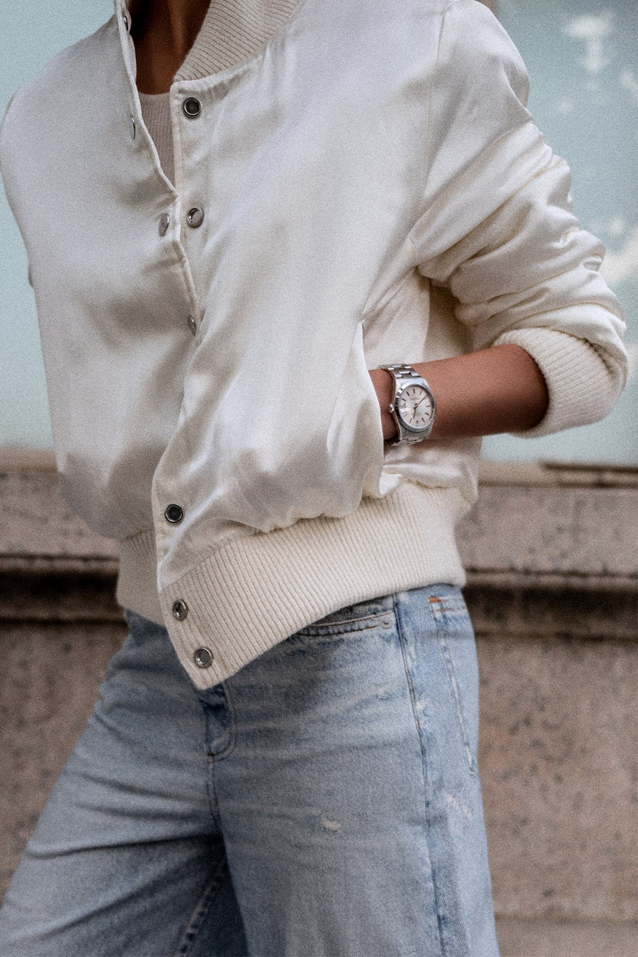 BECCA REVERSIBLE SILK BOMBER JACKET