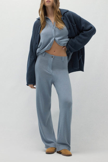 NAPLES DENIM CASHMERE WIDE LEG PANTS
