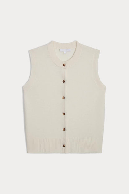 EMMALINE BUTTON-UP CASHMERE SWEATER VEST