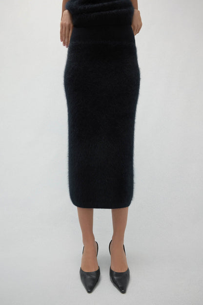 FRANCESCA BRUSHED CASHMERE MIDI SKIRT