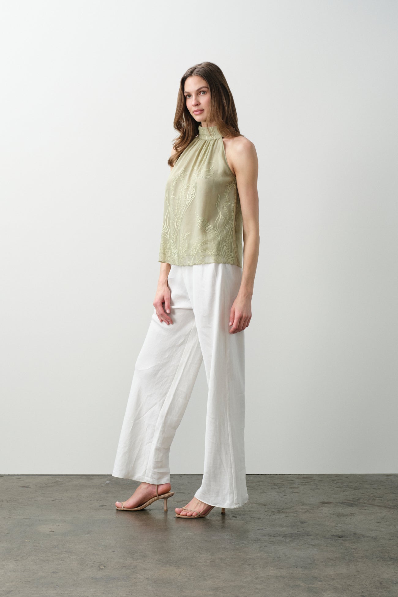 CASSIA FLORAL SILK CHIFFON HALTER TOP