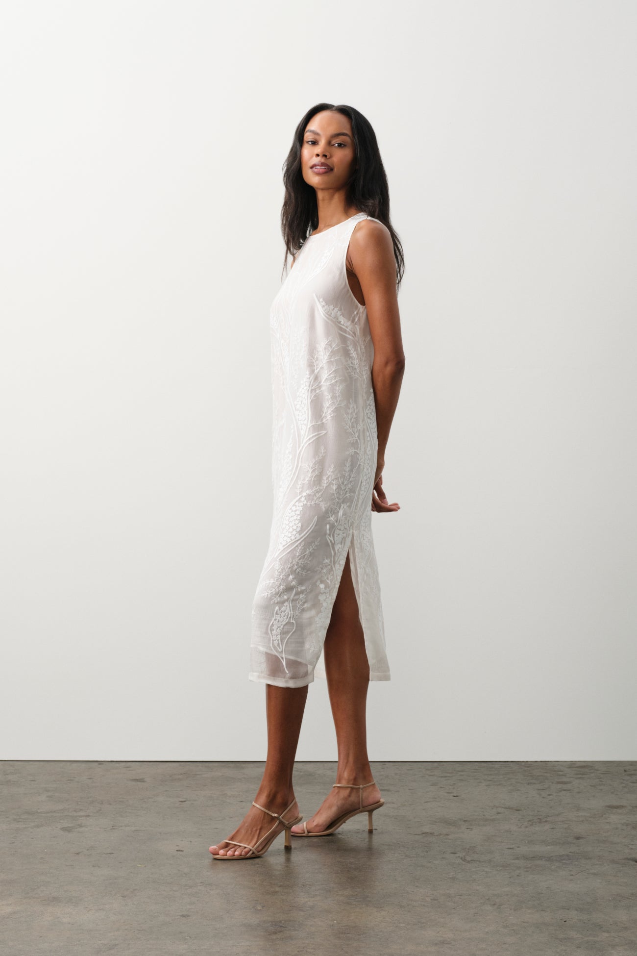 GILLIAN FLORAL SILK CHIFFON MIDI DRESS