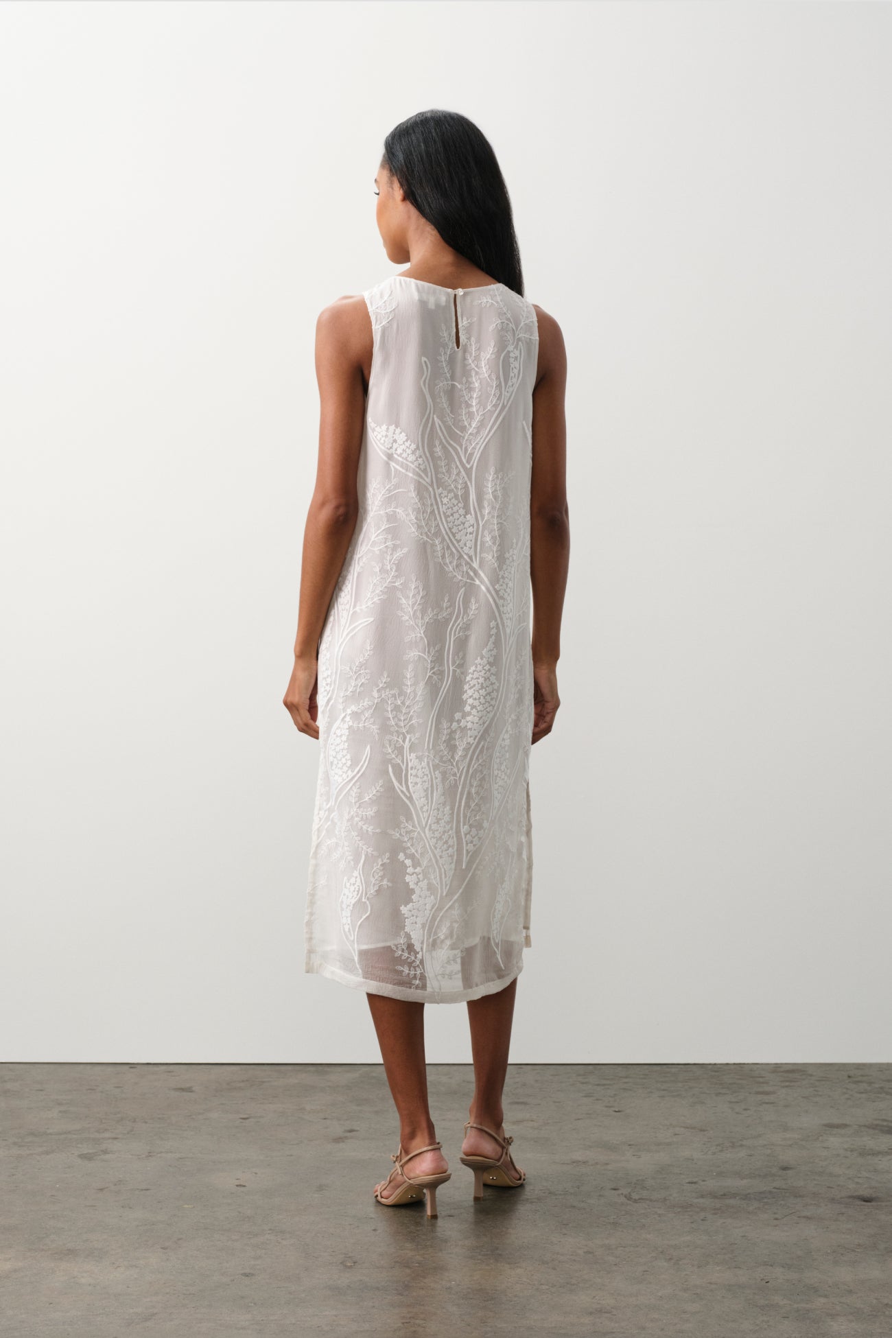 GILLIAN FLORAL SILK CHIFFON MIDI DRESS