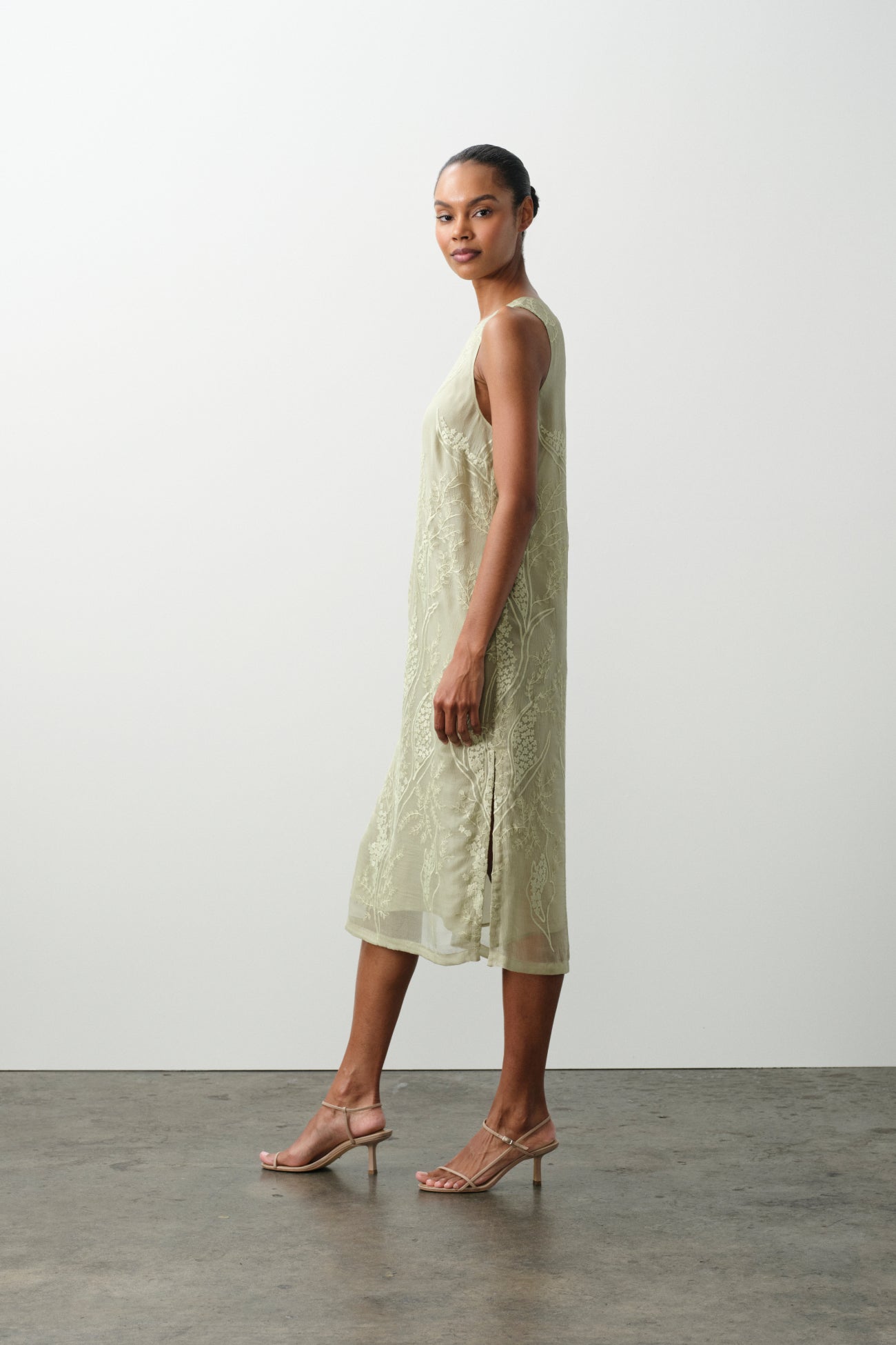 GILLIAN FLORAL SILK CHIFFON MIDI DRESS