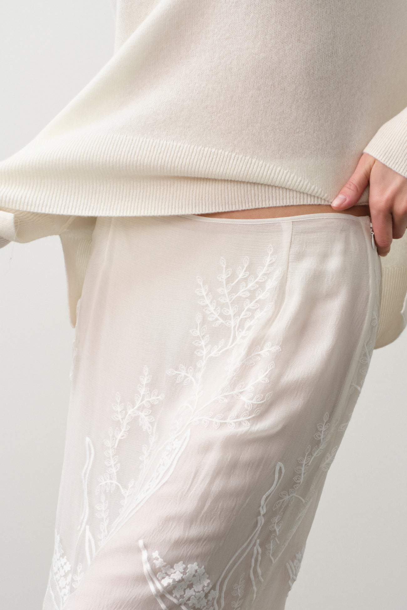 SALLY FLORAL SILK CHIFFON MIDI SKIRT