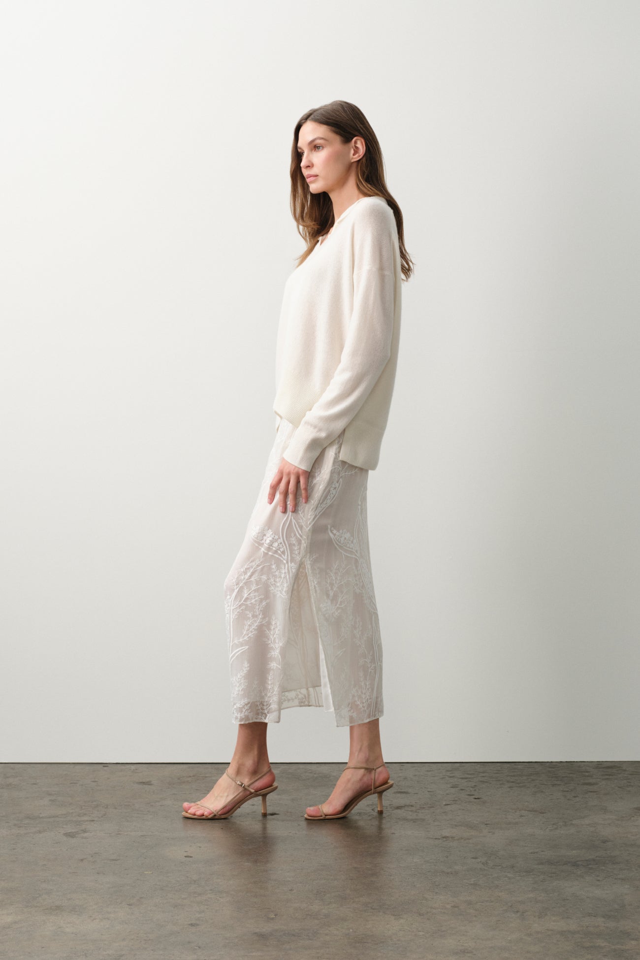 SALLY FLORAL SILK CHIFFON MIDI SKIRT