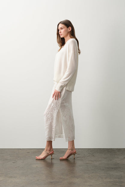 SALLY FLORAL SILK CHIFFON MIDI SKIRT
