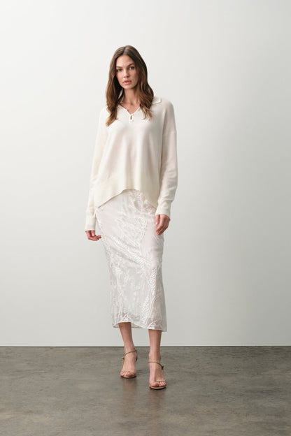 SALLY FLORAL SILK CHIFFON MIDI SKIRT