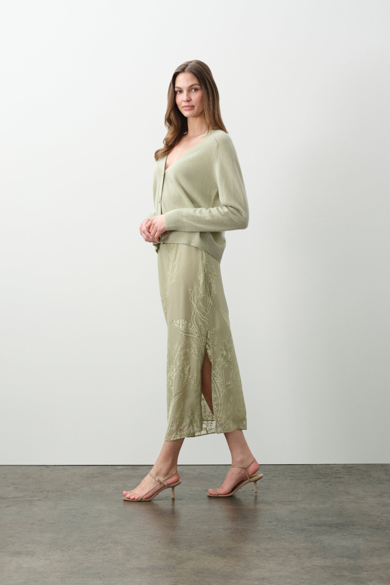 SALLY FLORAL SILK CHIFFON MIDI SKIRT