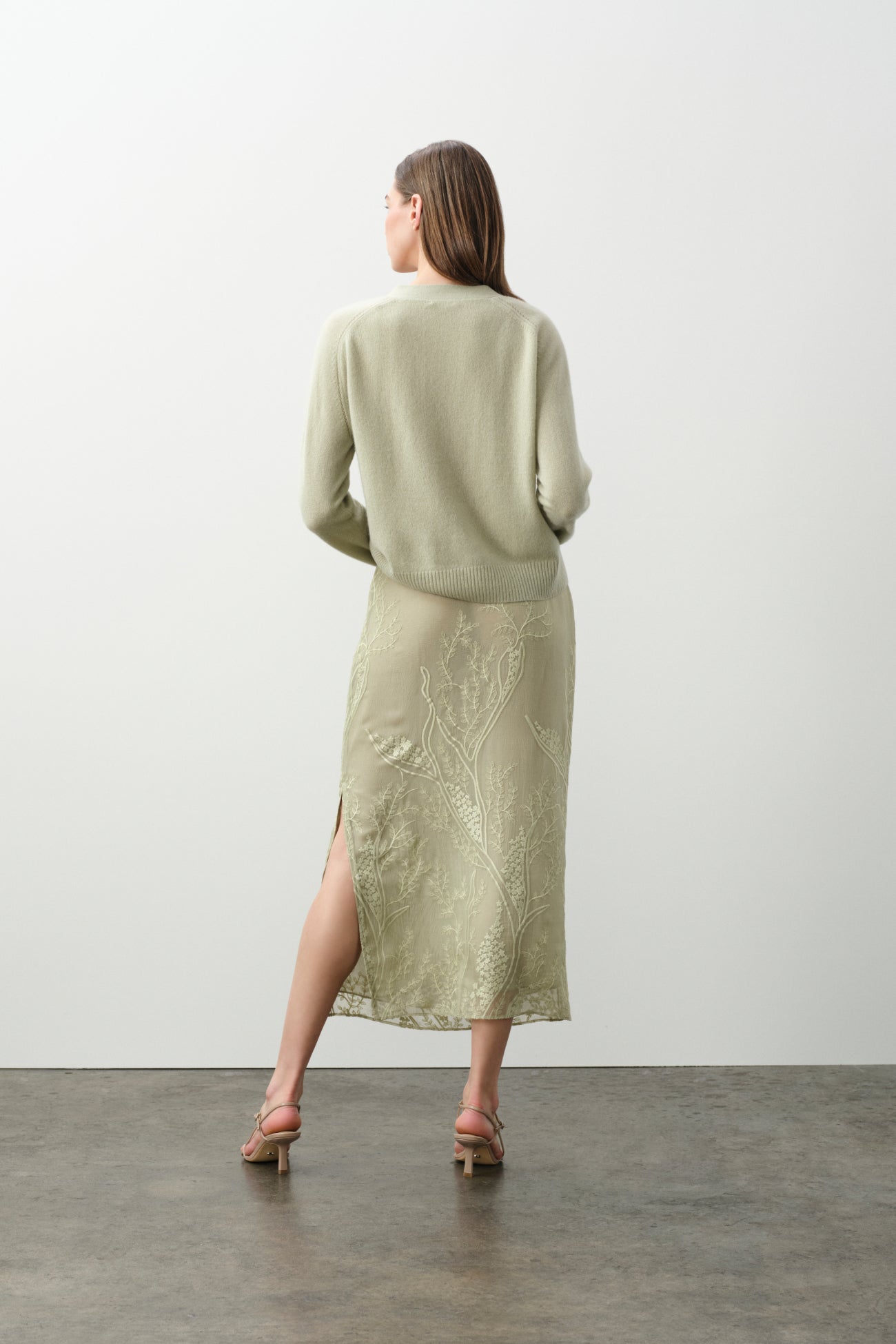 SALLY FLORAL SILK CHIFFON MIDI SKIRT