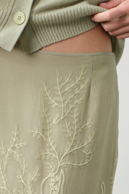 SALLY FLORAL SILK CHIFFON MIDI SKIRT