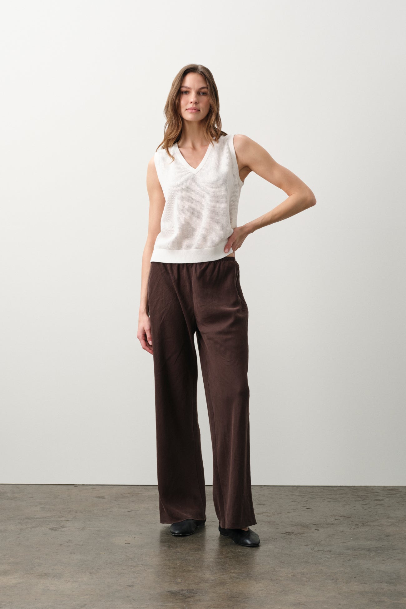 FRANCES SILK LINEN WIDE LEG PANT