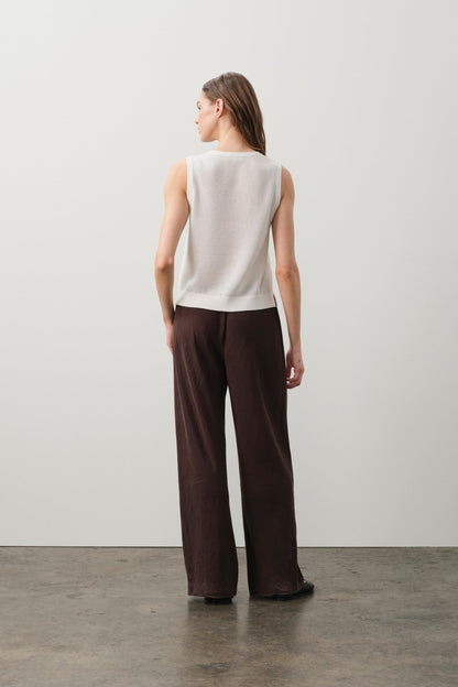 FRANCES SILK LINEN WIDE LEG PANT