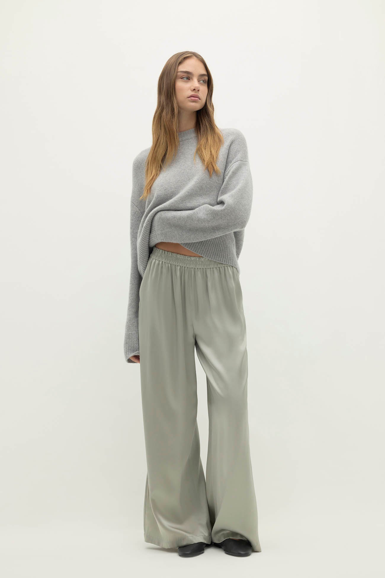 EVAN SILK WIDE LEG PANT | 30" INSEAM